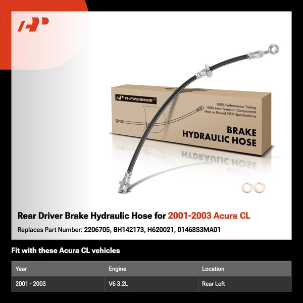 Rear Driver Brake Hydraulic Hose for 2001-2003 Acura CL