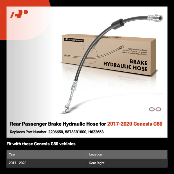 Rear Passenger Brake Hydraulic Hose for 2017-2020 Genesis G80