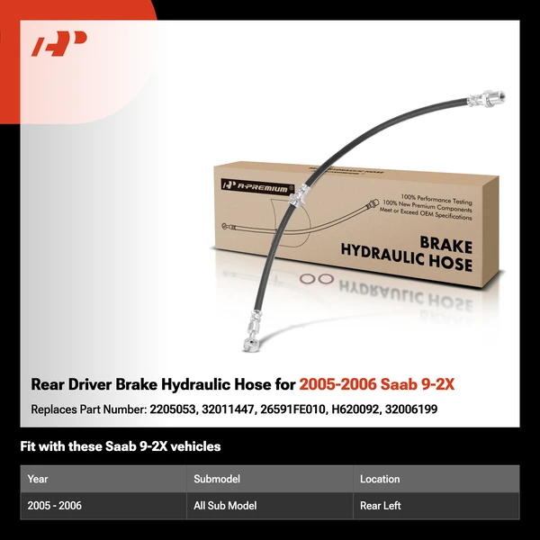 Rear Driver Brake Hydraulic Hose for 2005-2006 Saab 9-2X