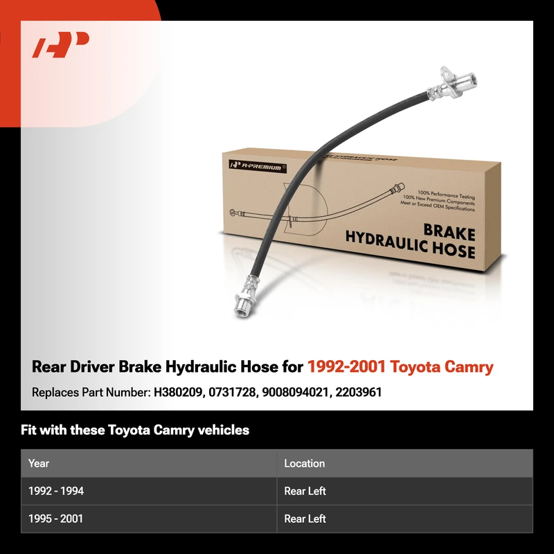 Rear Driver Brake Hydraulic Hose for 1992-2001 Toyota Camry