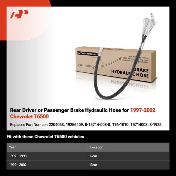 Rear Driver or Passenger Brake Hydraulic Hose for 1997-2002 Chevrolet T6500