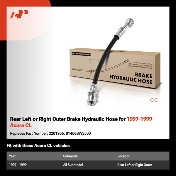 Rear Left or Right Outer Brake Hydraulic Hose for 1997-1999 Acura CL