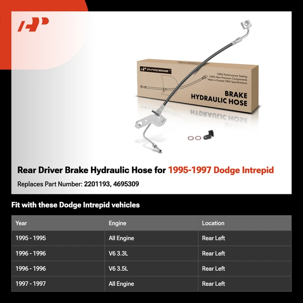 Rear Driver Brake Hydraulic Hose for 1995-1997 Dodge Intrepid