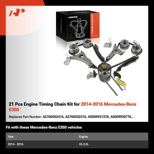 21 Pcs Engine Timing Chain Kit for 2014-2016 Mercedes-Benz E350