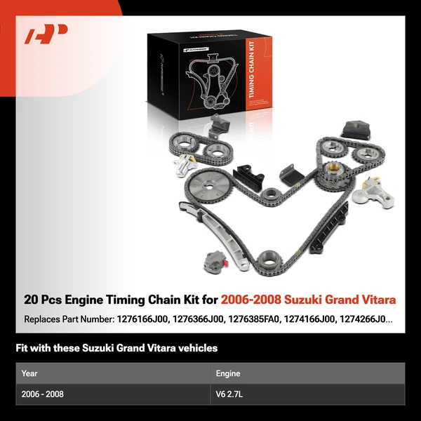 20 Pcs Engine Timing Chain Kit for 2006-2008 Suzuki Grand Vitara