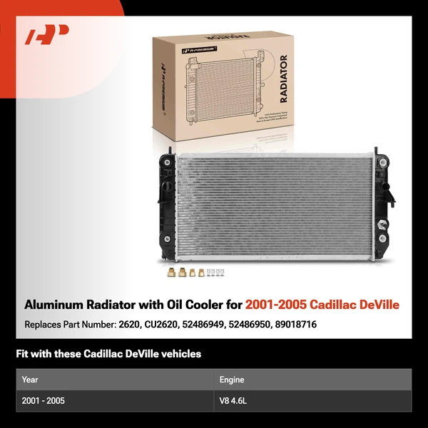 Aluminum Radiator with Oil Cooler for 2001-2005 Cadillac DeVille