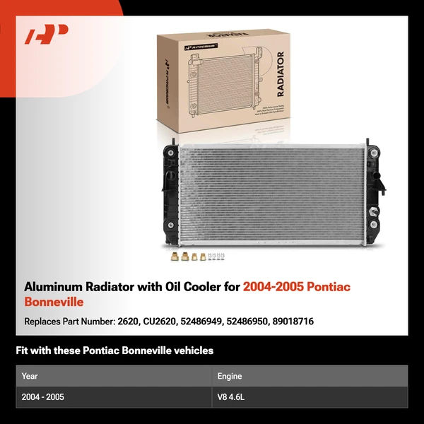 Aluminum Radiator with Oil Cooler for 2004-2005 Pontiac Bonneville