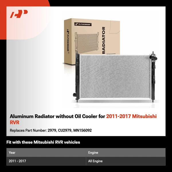 Aluminum Radiator without Oil Cooler for 2011-2017 Mitsubishi RVR