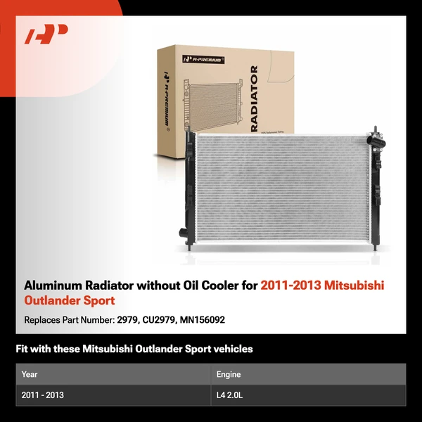 Aluminum Radiator without Oil Cooler for 2011-2013 Mitsubishi Outlander Sport