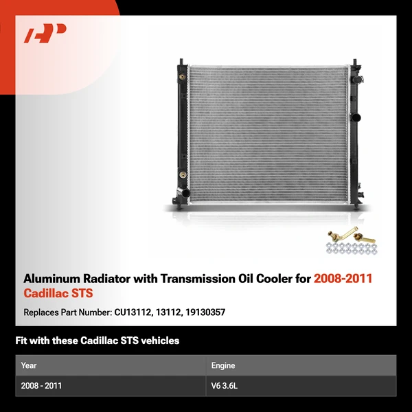 Aluminum Radiator with Transmission Oil Cooler for 2008-2011 Cadillac STS