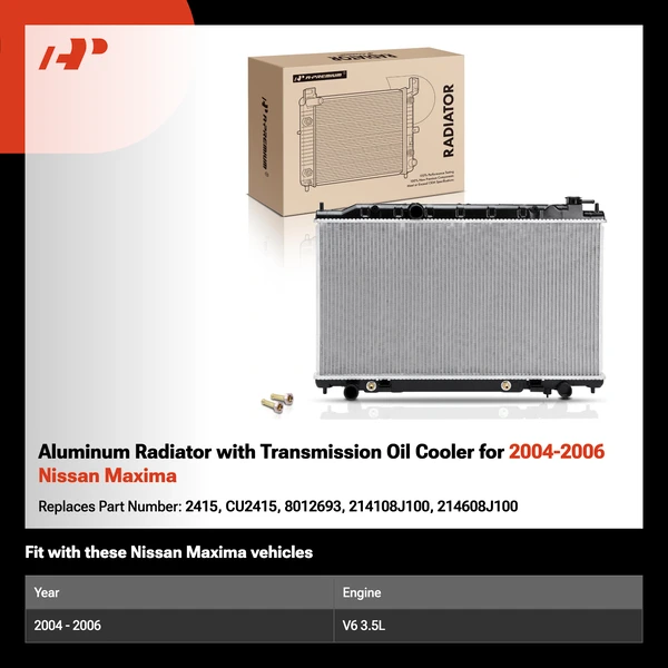 Aluminum Radiator with Transmission Oil Cooler for 2004-2006 Nissan Maxima