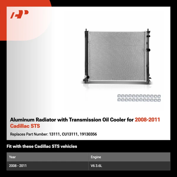 Aluminum Radiator with Transmission Oil Cooler for 2008-2011 Cadillac STS