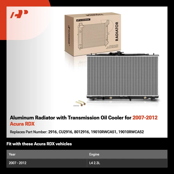 Aluminum Radiator with Transmission Oil Cooler for 2007-2012 Acura RDX