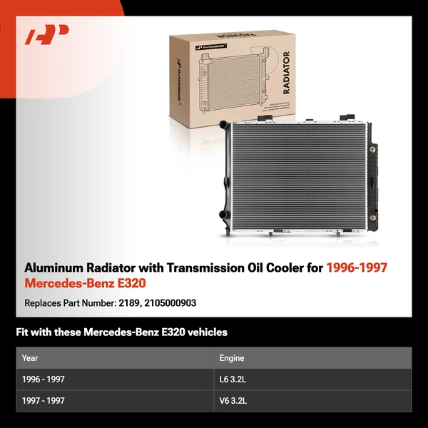 Aluminum Radiator with Transmission Oil Cooler for 1996-1997 Mercedes-Benz E320
