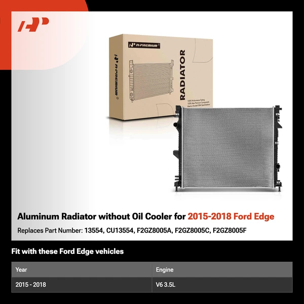 Aluminum Radiator without Oil Cooler for 2015-2018 Ford Edge