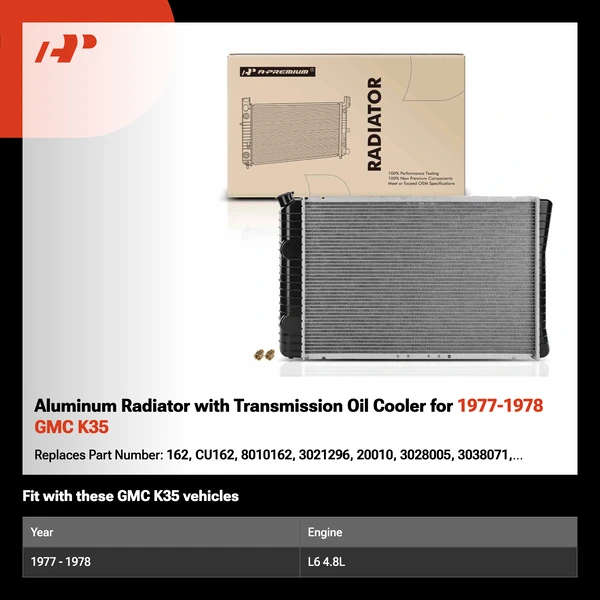 Aluminum Radiator with Transmission Oil Cooler for 1977-1978 GMC K35