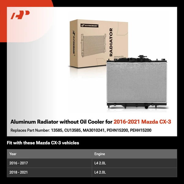 Aluminum Radiator without Oil Cooler for 2016-2021 Mazda CX-3