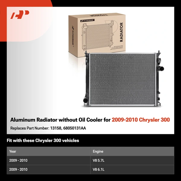 Aluminum Radiator without Oil Cooler for 2009-2010 Chrysler 300