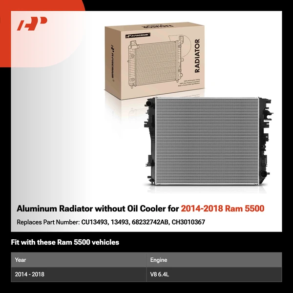 Aluminum Radiator without Oil Cooler for 2014-2018 Ram 5500