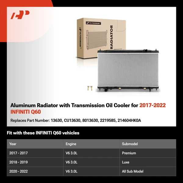 Aluminum Radiator with Transmission Oil Cooler for 2017-2022 INFINITI Q60