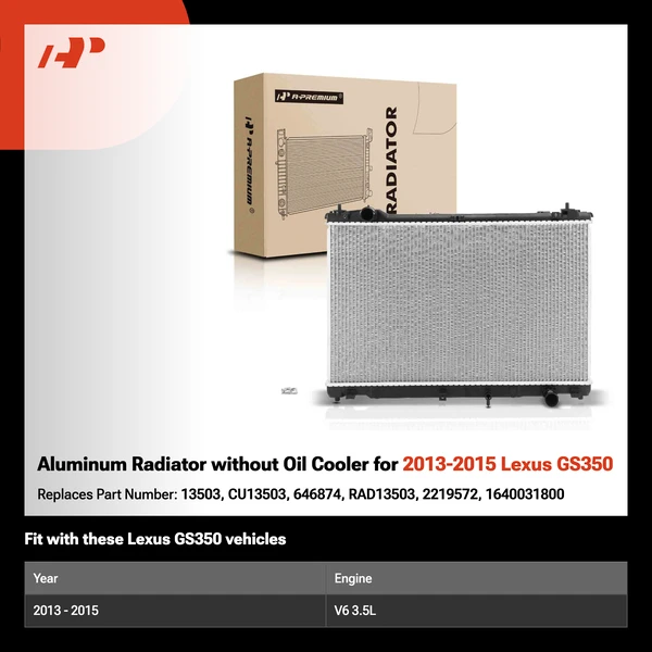 Aluminum Radiator without Oil Cooler for 2013-2015 Lexus GS350