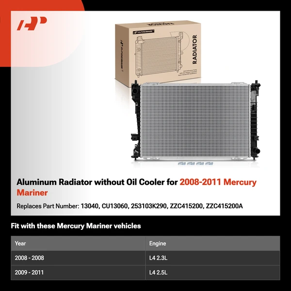 Aluminum Radiator without Oil Cooler for 2008-2011 Mercury Mariner