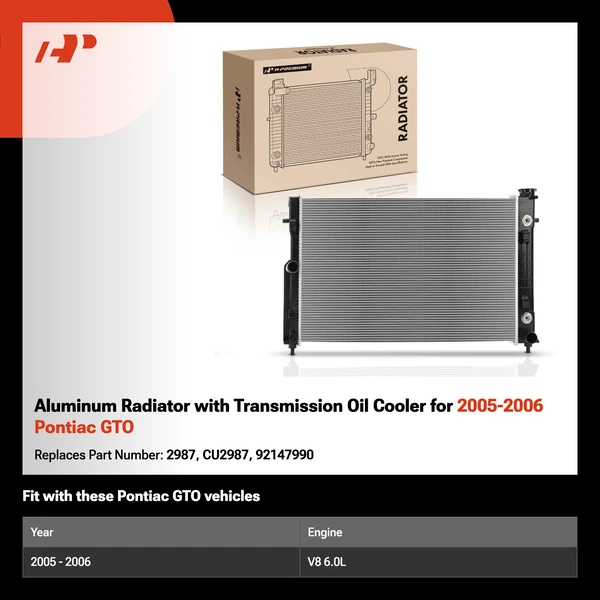 Aluminum Radiator with Transmission Oil Cooler for 2005-2006 Pontiac GTO