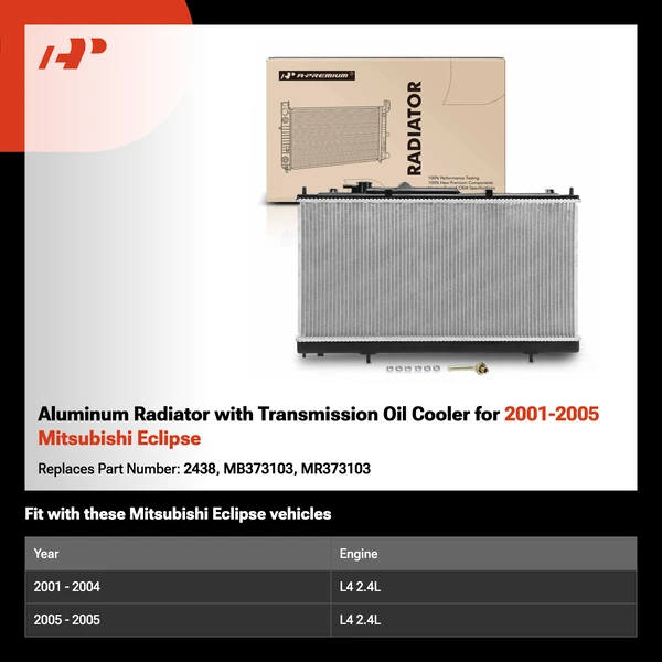 Aluminum Radiator with Transmission Oil Cooler for 2001-2005 Mitsubishi Eclipse
