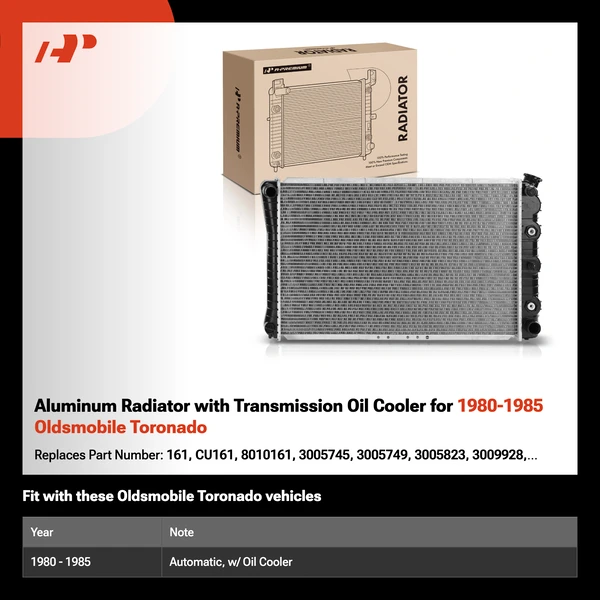 Aluminum Radiator with Transmission Oil Cooler for 1980-1985 Oldsmobile Toronado