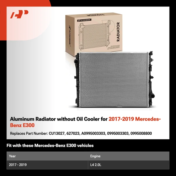 Aluminum Radiator without Oil Cooler for 2017-2019 Mercedes-Benz E300