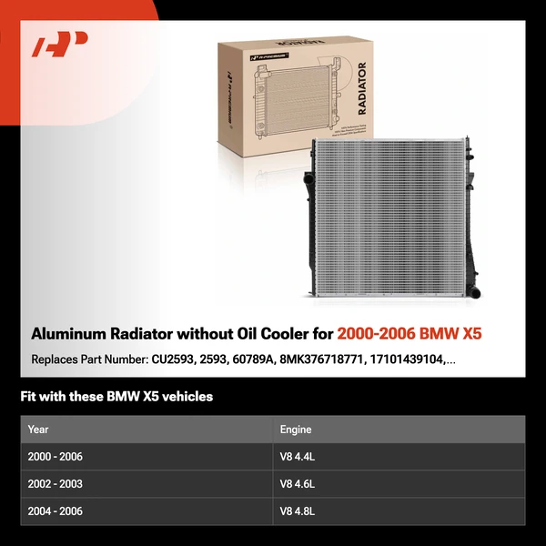 Aluminum Radiator without Oil Cooler for 2000-2006 BMW X5