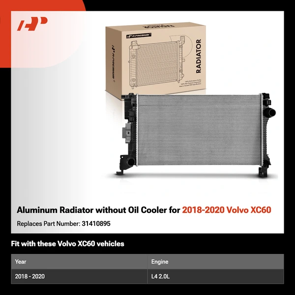 Aluminum Radiator without Oil Cooler for 2018-2020 Volvo XC60