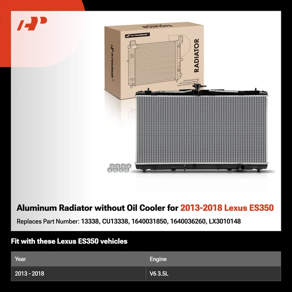 Aluminum Radiator without Oil Cooler for 2013-2018 Lexus ES350