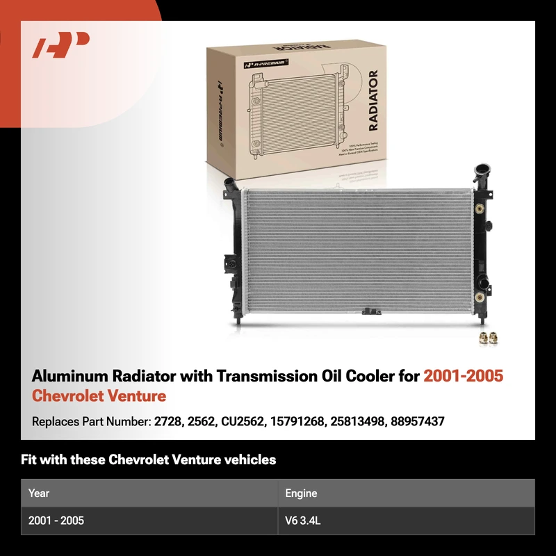 Aluminum Radiator with Transmission Oil Cooler for 2001-2005 Chevrolet Venture