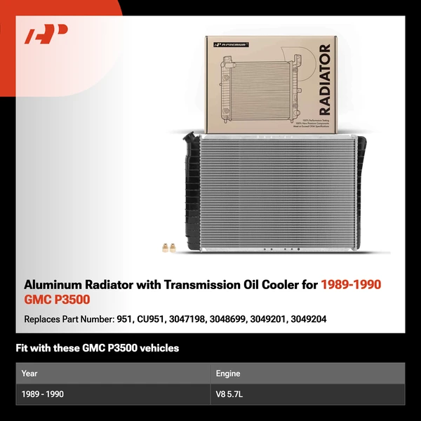 Aluminum Radiator with Transmission Oil Cooler for 1989-1990 GMC P3500