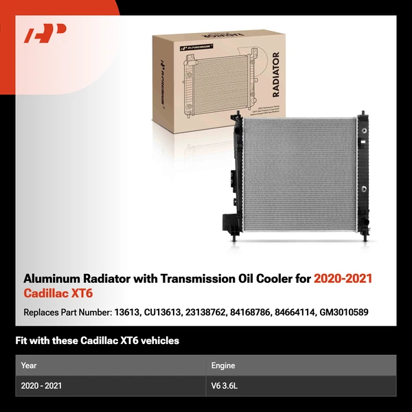 Aluminum Radiator with Transmission Oil Cooler for 2020-2021 Cadillac XT6