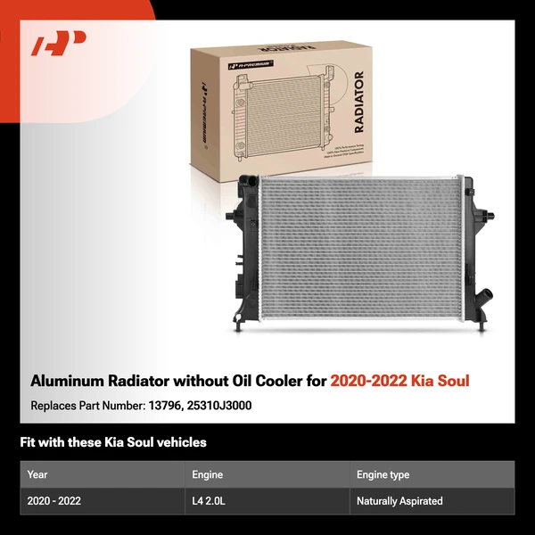 Aluminum Radiator without Oil Cooler for 2020-2022 Kia Soul