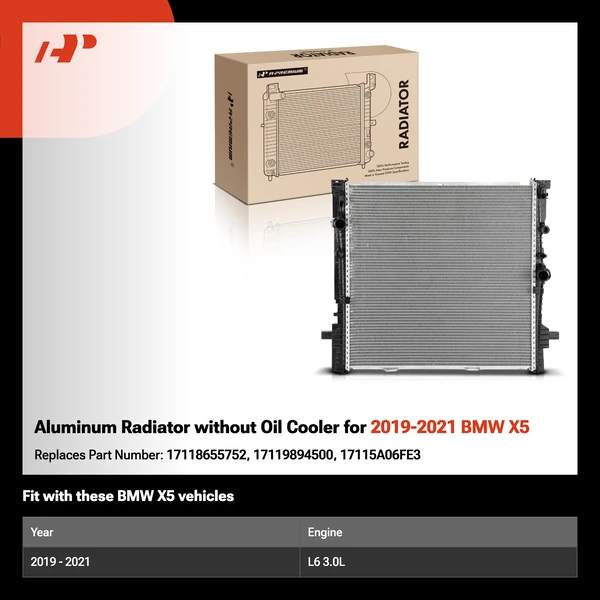 Aluminum Radiator without Oil Cooler for 2019-2021 BMW X5