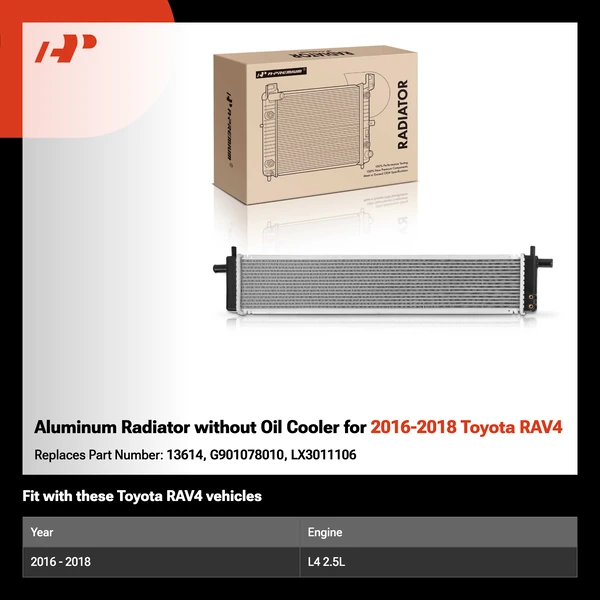 Aluminum Radiator without Oil Cooler for 2016-2018 Toyota RAV4