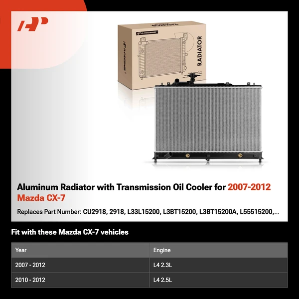 Aluminum Radiator with Transmission Oil Cooler for 2007-2012 Mazda CX-7
