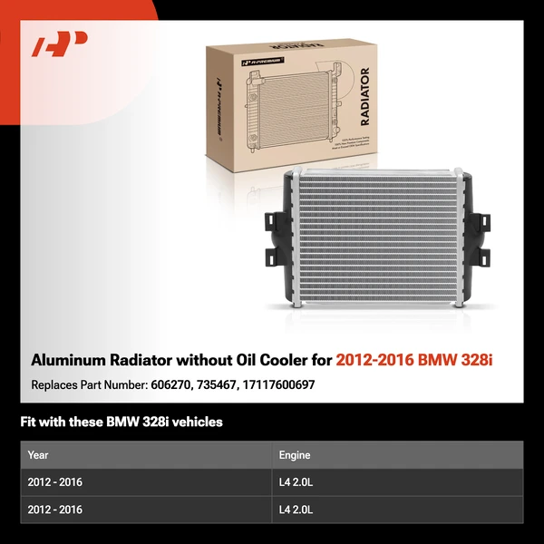 Aluminum Radiator without Oil Cooler for 2012-2016 BMW 328i