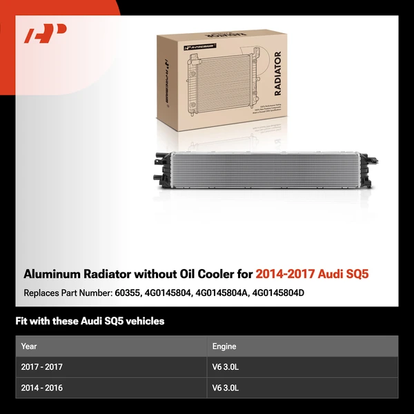 Aluminum Radiator without Oil Cooler for 2014-2017 Audi SQ5