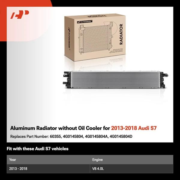 Aluminum Radiator without Oil Cooler for 2013-2018 Audi S7