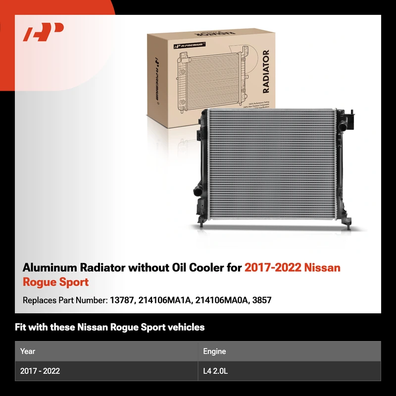 Aluminum Radiator without Oil Cooler for 2017-2022 Nissan Rogue Sport