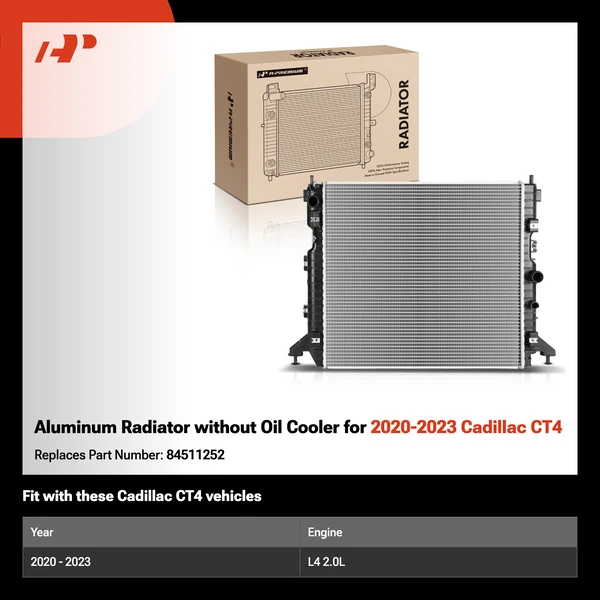 Aluminum Radiator without Oil Cooler for 2020-2023 Cadillac CT4