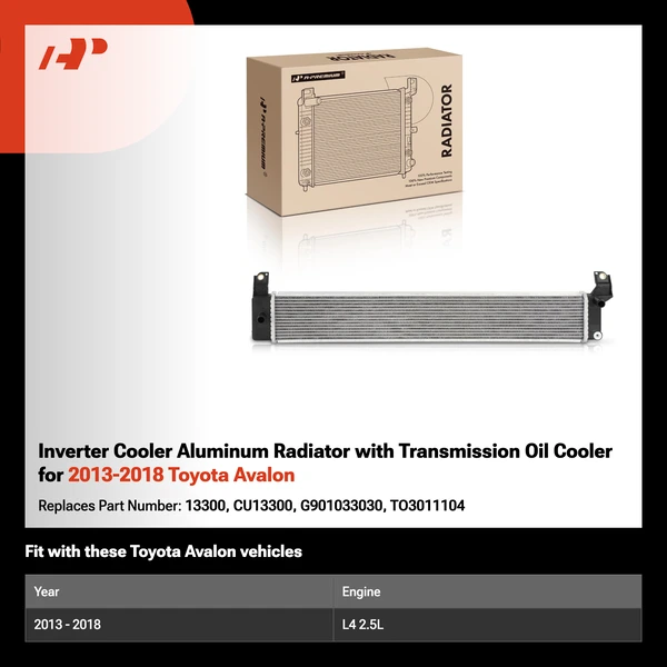 Inverter Cooler Aluminum Radiator with Transmission Oil Cooler for 2013-2018 Toyota Avalon