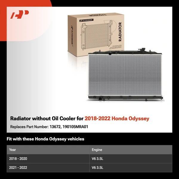 Radiator without Oil Cooler for 2018-2022 Honda Odyssey