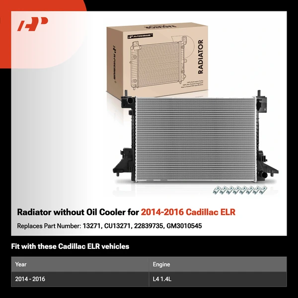 Radiator without Oil Cooler for 2014-2016 Cadillac ELR