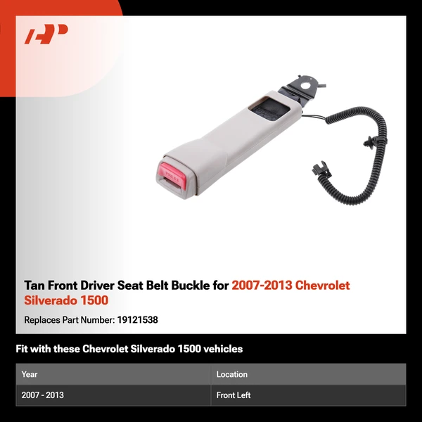 Tan Front Driver Seat Belt Buckle for 2007-2013 Chevrolet Silverado 1500