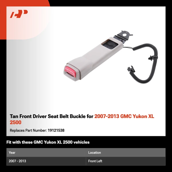 Tan Front Driver Seat Belt Buckle for 2007-2013 GMC Yukon XL 2500